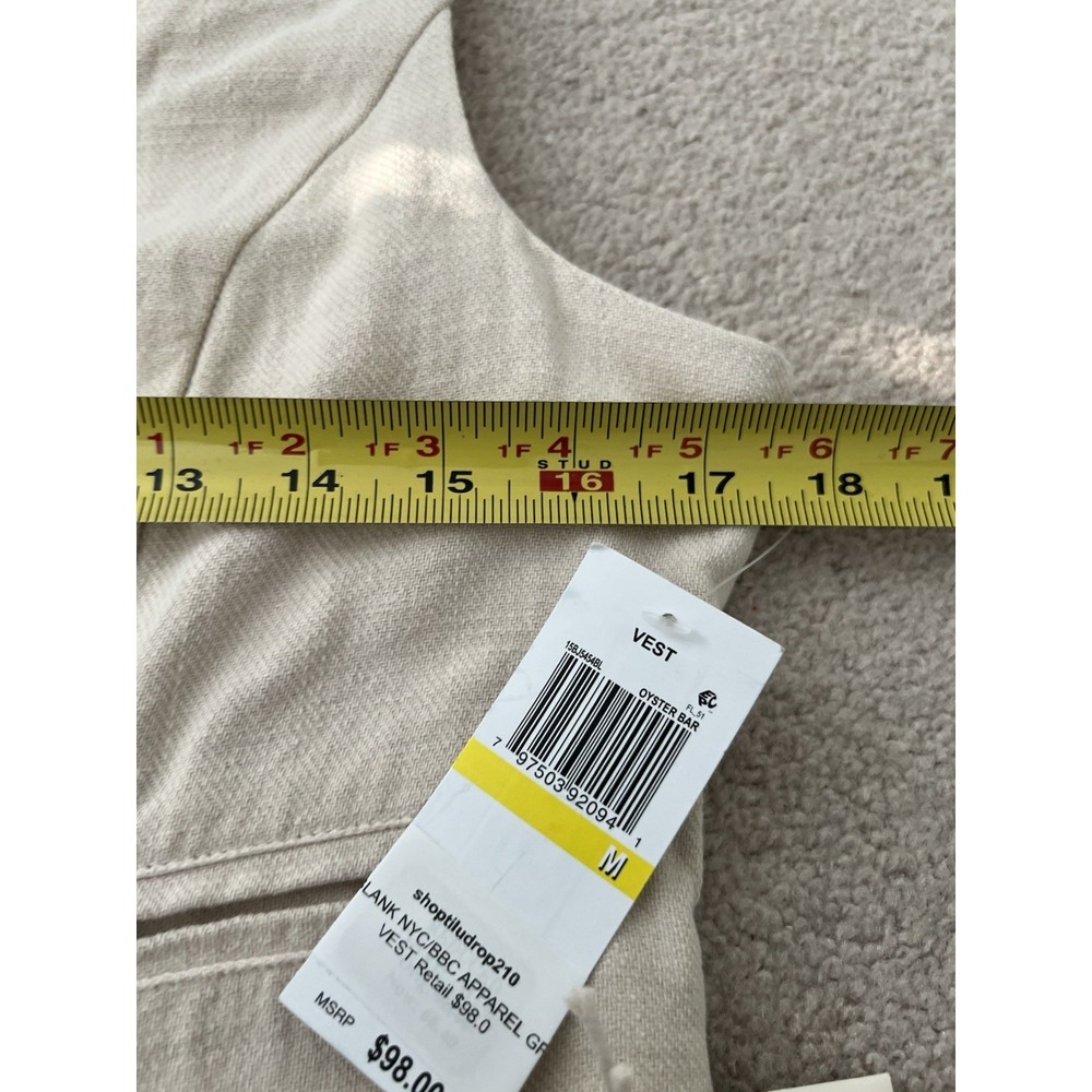 BLANKNYC Button Front Vest Oyster Bar Beige Linen Blend Cropped Scoop Neck M - Picture 7 of 9